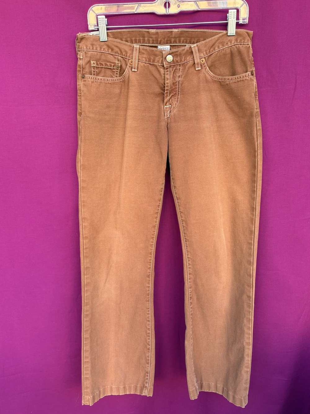 Vintage Lucky Brand Brown Carpenter Utility Pants Made USA 6/28